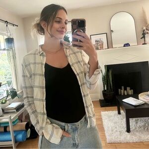 H&M Plaid Button-Up Blouse size 6